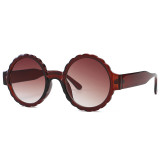 Fashion Gradient Sun glasses Round Ripple Women Sunglasses