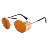 Vintage Double Bridge Shades Round Metal Goggles Steampunk Sunglasses