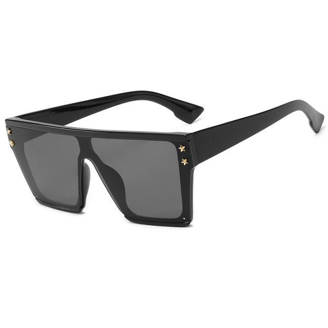 New Fashion Black Flat Top Square Sunglasses