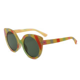 Strips Color Cateye PC Frame Women Fashion Sunglasses
