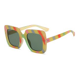 Strips Color Square Sun glasses PC Frame Men Women Sunglasses Fashion Eyewear