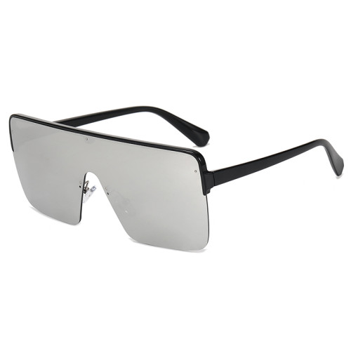 Fashion Oversized Half Frame Sun glasses Flat Top  UV400 Shades Sunglasses