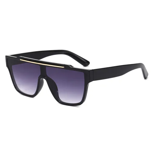 New Fashion Men Women  Mono Lens Flat Top Black Shades Sunglasses