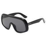 Fashion One Piece Lens Flat Top Oversize Shield Shades Sunglasses