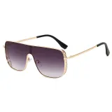 Fashion Oversize One Piece Lens metal frame UV400 Shades Sunglasses