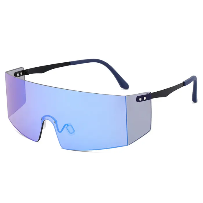 Fashion Oversize One Piece Lens Rimless UV400 Shades Sunglasses