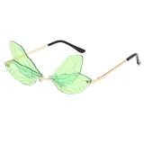 Dragonfly Wing Shaped Lens Rimless Sunglasses