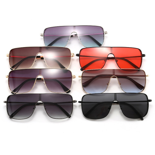 Fashion Oversize One Piece Lens metal frame UV400 Shades Sunglasses