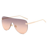 Fashion Oversize One Piece Lens Rimless UV400 Shades Sunglasses