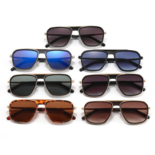 Men Women Square Metal Frame Outdoor Sunglasses