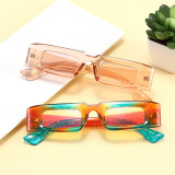 Retro Vintage Solid Plastic Small Rectangle Sunglasses