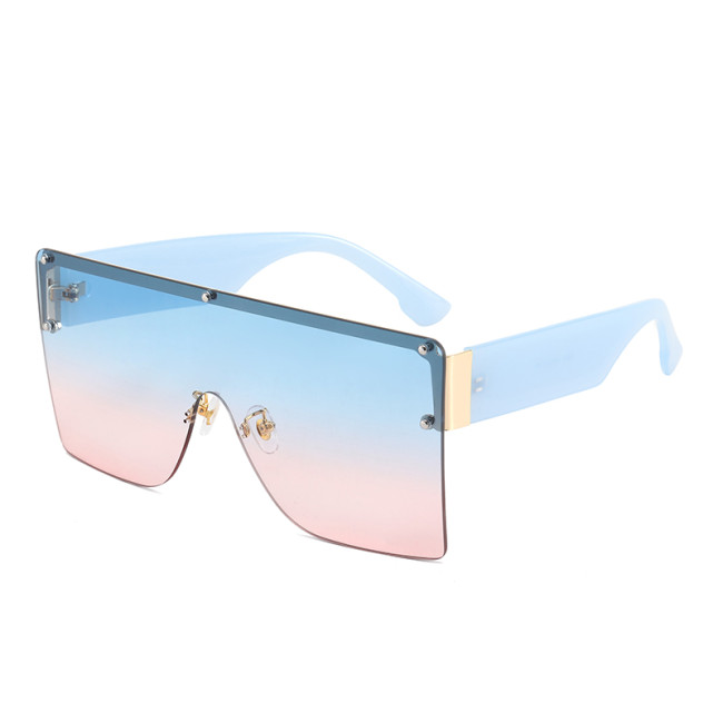 Fashion Flat Top One Piece Lens UV400 Oversize Shades Sunglasses