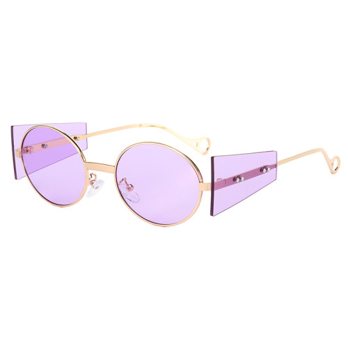Fashion Steampunk UV400 Round Metal Frame Sunglasses