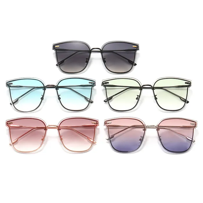 Fashion Cateye Newest Design Metal Frame Shades Gradient Lens Sunglasses