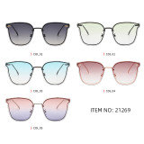 Fashion Cateye Newest Design Metal Frame Shades Gradient Lens Sunglasses
