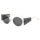 Fashion Steampunk UV400 Round Metal Frame Sunglasses