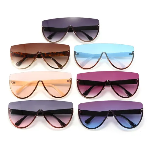 Half Frame Flat Top One Piece Lens Shades Sunglasses