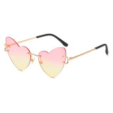 Women Rimless Heart Sunglasses