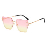 Diamond Cut Women Rimless Square Sunglasses