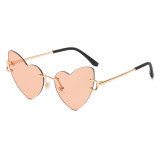 Women Rimless Heart Sunglasses