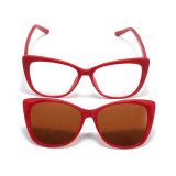 Women Cat Eye Polarized Clip On Sunglasses