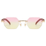 Retro Small Rectangle Rimless Sunglasses