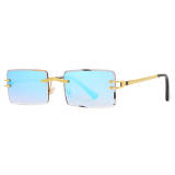 2022 rectangle rimless sunglasses