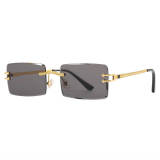 Retro Vintage Rectangle Rimless Sunglasses