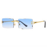 Retro Vintage Rectangle Rimless Sunglasses