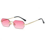 Retro Tinted Small Rectangle Rimless Sunglasses