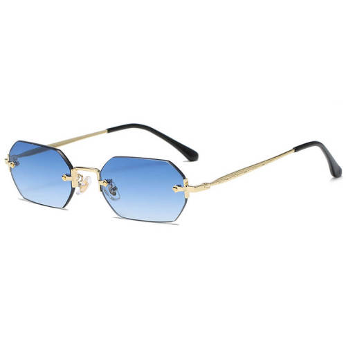 Retro Tinted Small Rectangle Rimless Sunglasses
