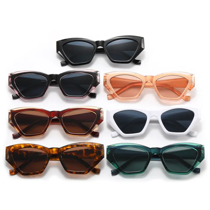 Cat Eye Women Small Polygon Sunglasses