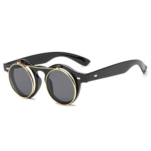 Flip Up Round Steampunk Sunglasses