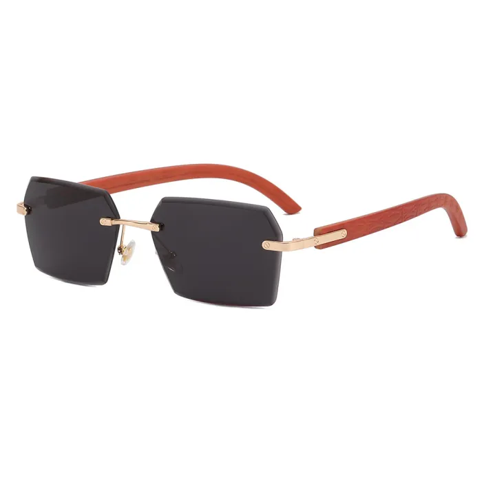 Small Rimless Rectangular Sunglasses