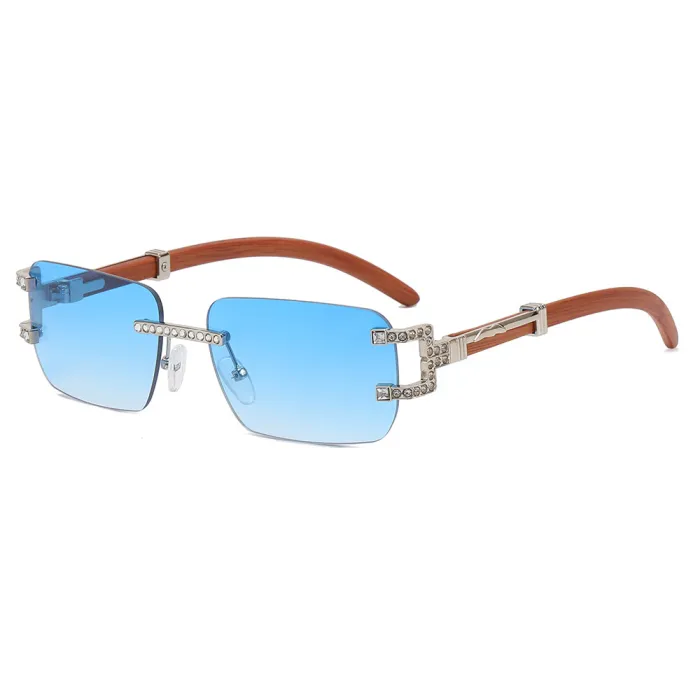 Rimless Rhinestones Decorated Sunglasses