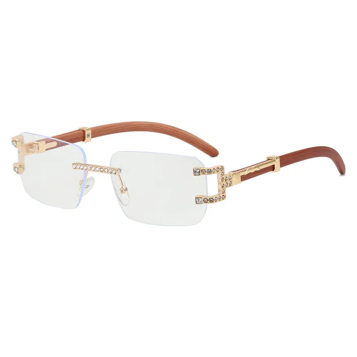 Rimless Rhinestones Decorated Sunglasses