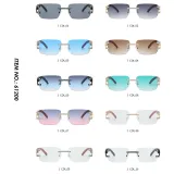 Rimless Rhinestones Decorated Sunglasses