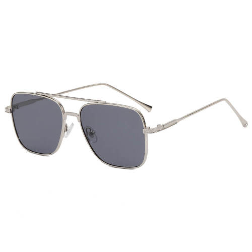 Square Pilot Sunglasses with Double-Bridge Metal Frame