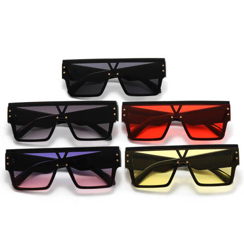 Flat Top Oversized Mono Lens Shades Sunglasses