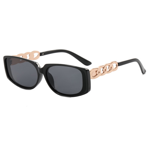 Rectangle women Metal Chain Shades Sunglasses