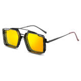 Retro Steampunk Square Metal Frame Sunglasses