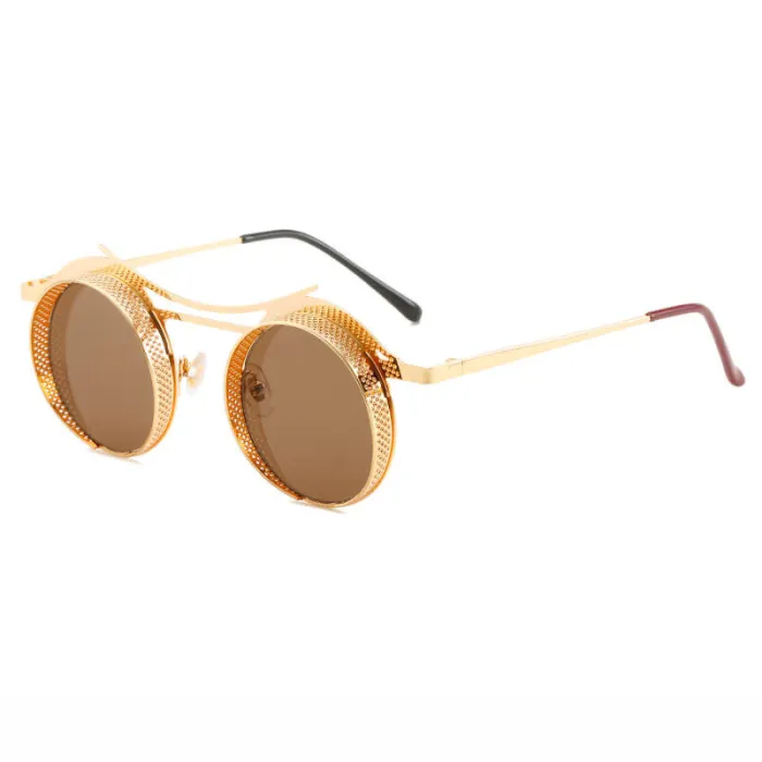Retro Round Metal Frame Steampunk Sunglasses