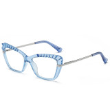 Women Cat Eye Blue Light Blocking Spring Hinges Glasses