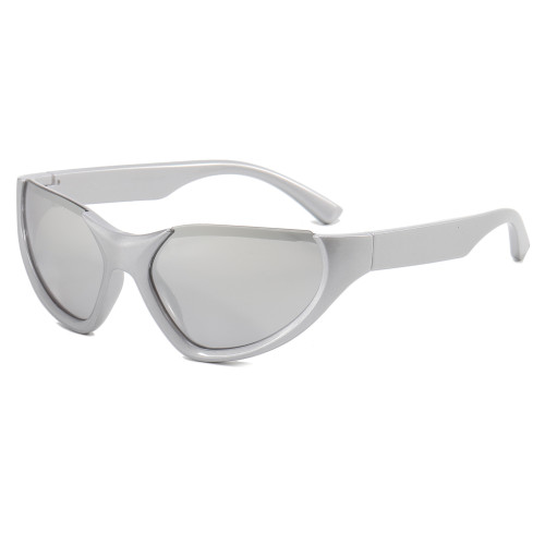 Silver Exaggerated Sport Goggle Sunglasses