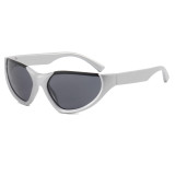 Silver Exaggerated Sport Goggle Sunglasses