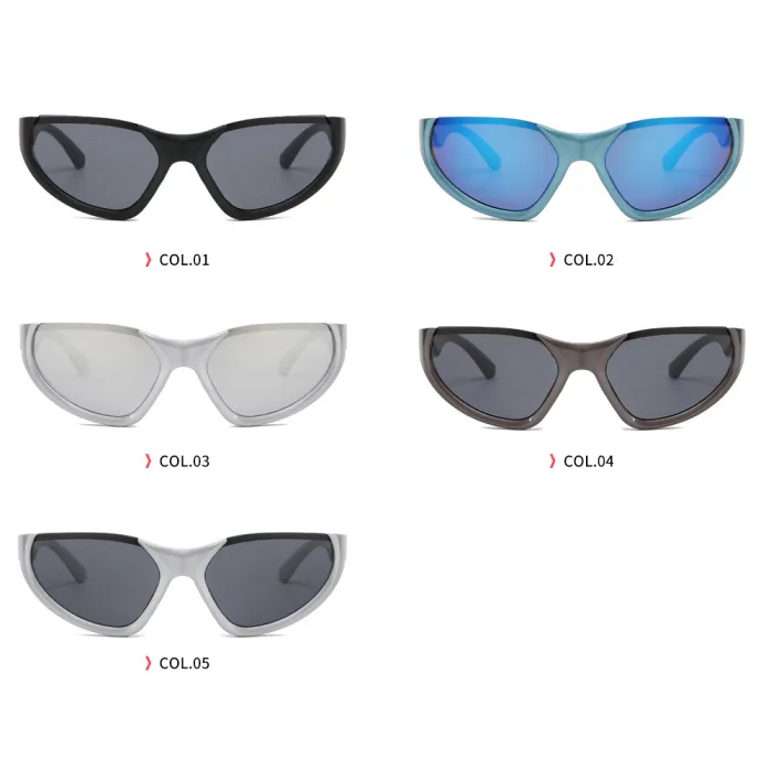 Silver Exaggerated Sport Goggle Sunglasses