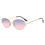 oval rimless women men luxury vintage sunglasses
