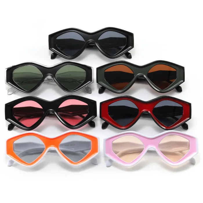 Cat Eye Women Small Polygon Sunglasses