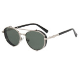 Flat Top Steampunk Metal Frame Sunglasses