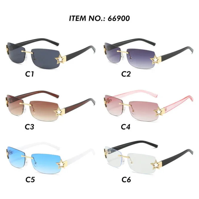 Y2K Rectangle Rimless Sunglasses